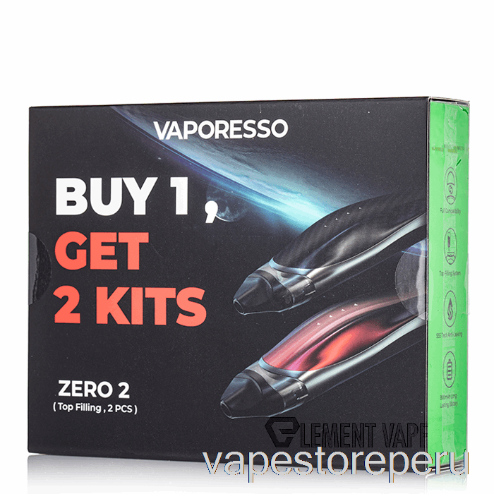Vape Sin Nicotina Peru Vaporesso Zero 2 Pod System 2-pack Promoción Fibra De Carbono + Negro Rojo